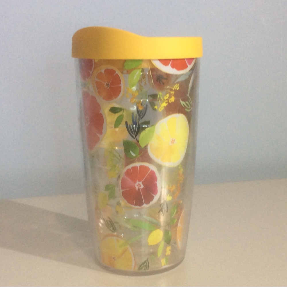 Tervis Yellow Citrus Tumbler Yao Cheng Design Yellow Summer Travel Mug Cup Lid